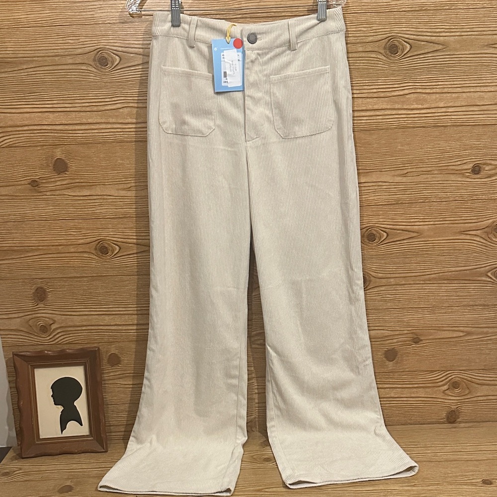 Compania Fantastica Soft Corduroy Wide-Leg Trousers Cream US Large